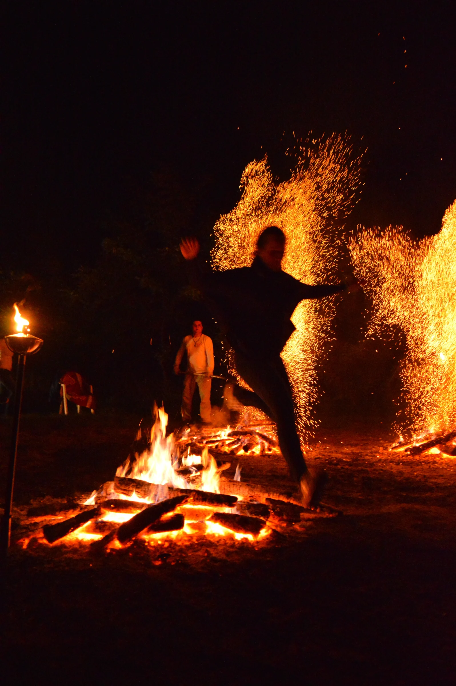 Silhouette in a shower of sparks