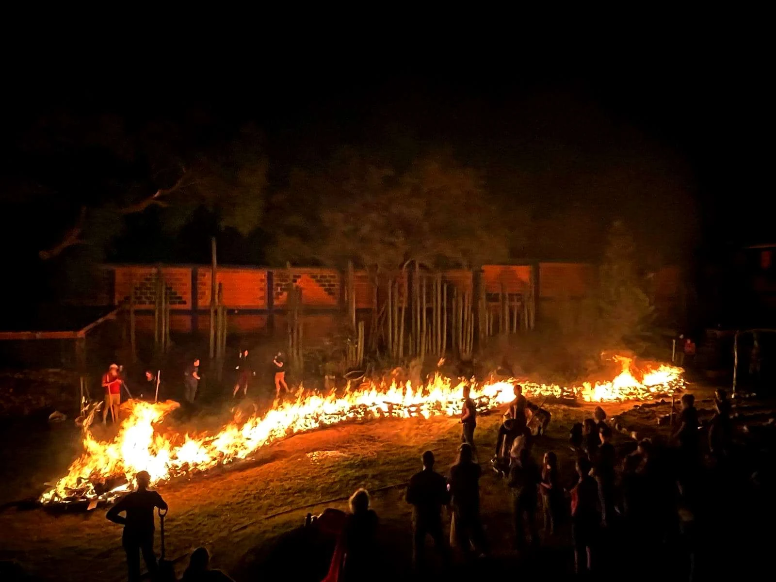 Night firewalk at the International Firewalk Gathering in Teotihuacan, Mexico